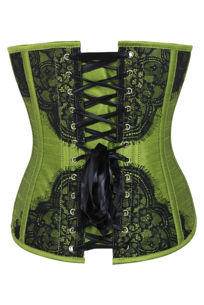 Long Line Black Satin Expert Waist Training Overbust Corset