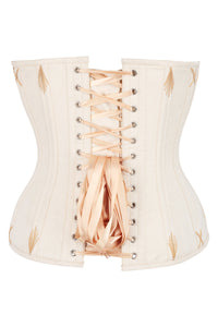 Beige Overbust Corset with Decorative Flossing