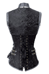 Black Steampunk Overbust Corset with Shrug, Harness & Utility Belt