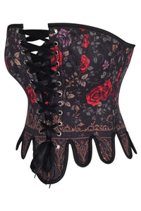 Dark Rose Gothic Lace-Up Corset with Petal Hem