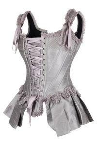 Silver Historically Inspired Corset Overbust with Bustle