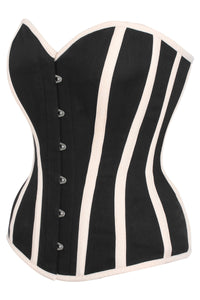 Single Layer Black and Beige Overbust Corset