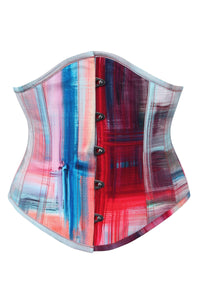 Abstract Red and Blue Brushstroke Waspie Corset