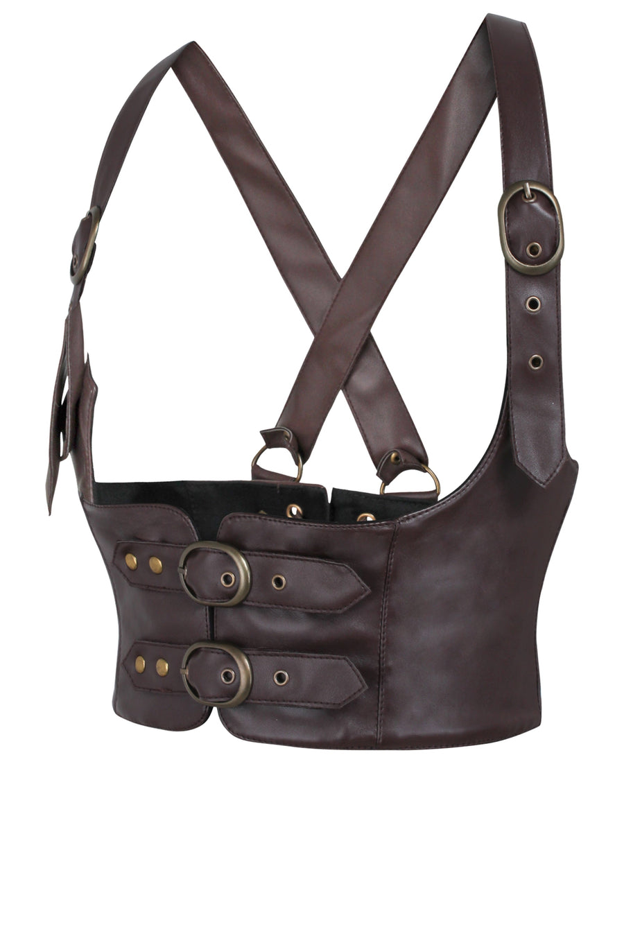  Women Underbust Leather Corset Custom Made Plus size harness  (S, Brown) : Handmade Products