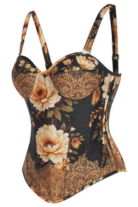 Baroque Bloom Overbust Corset with Adjustable Straps