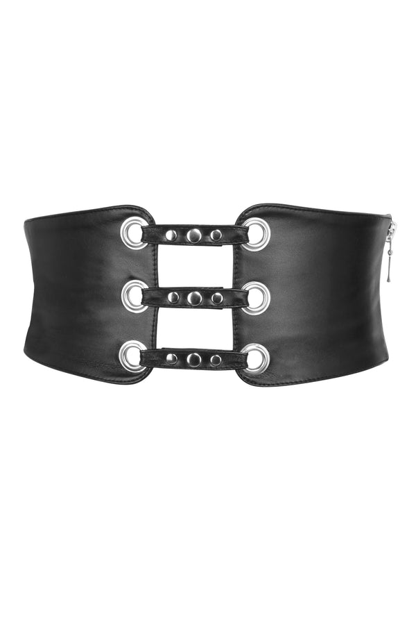 Corset Story Black and Blue Women\'s Belt Wide Underbust Leather Corset Belt – Handmade Design - Etsy main image 4