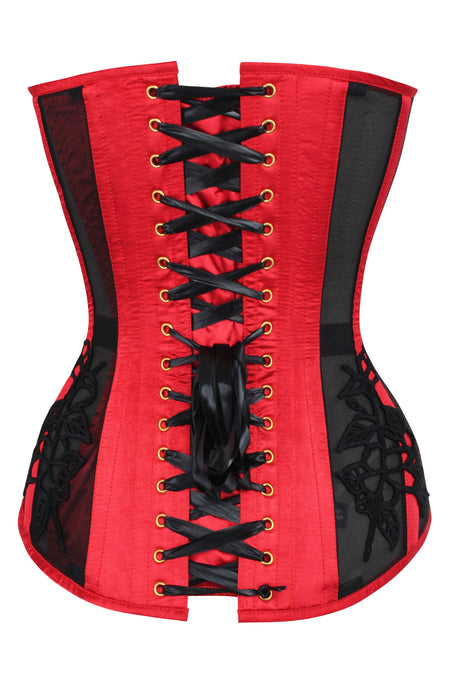 Red Dragonscale underbust corset with side and back lacing