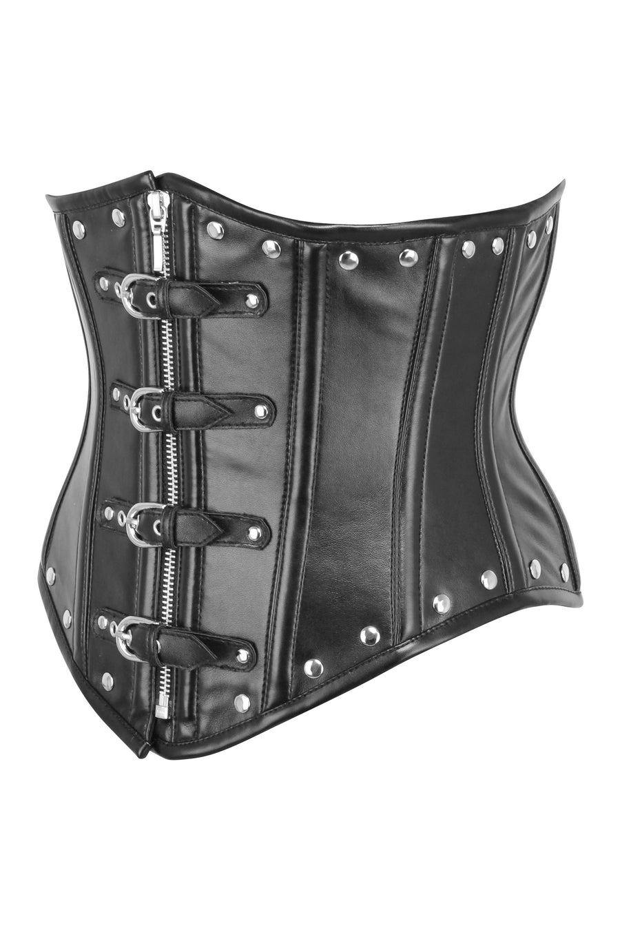 Black Leather Look PU Underbust With Halter Strap
