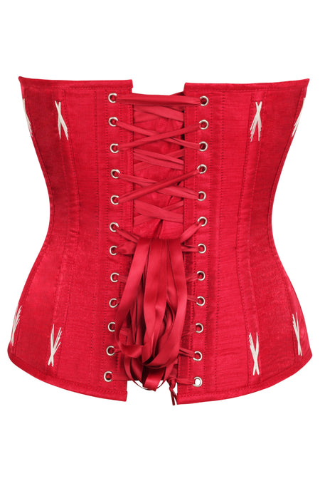 RED SATIN LATE '90s DISCONTINUED LACE UP CORSET - (SMALL)