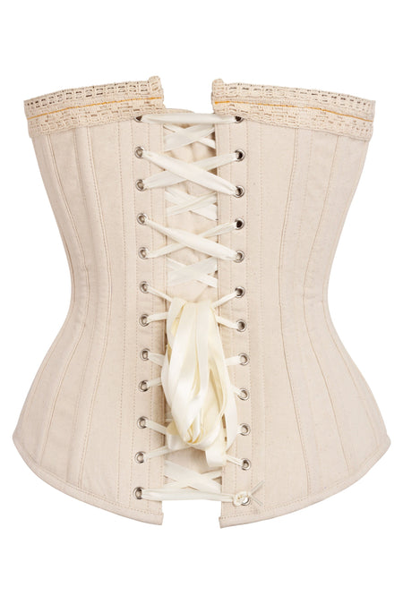Beige Overbust Corset with Gold Flossing