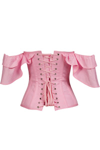 Corset Story C2006 Pink Cotton Corset Top with Dramatic sleeve