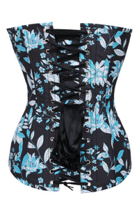 Corset Story FTS238 Blue and White Floral Print Longline Overbust Corset