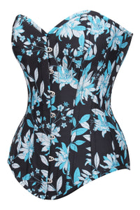 Corset Story FTS238 Blue and White Floral Print Longline Overbust Corset