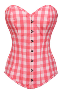 Corset Story FTS244 Coral Gingham Longline Overbust Corset