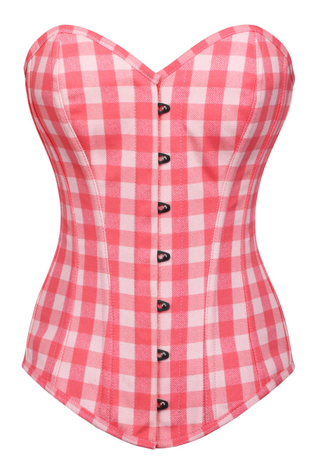 Corset Story FTS244 Coral Gingham Longline Overbust Corset