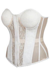 Adelia Whisper White Viscose and Lace Overbust Corset with Cups