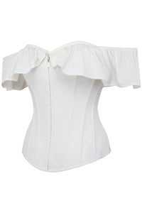 Corset Story SC-035 Marigold White Cotton Corset Top with Frill Sleeves