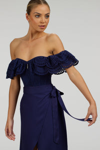 Corset Story SC-088 Rosa Summer Navy Viscose Midi Wrap Skirt