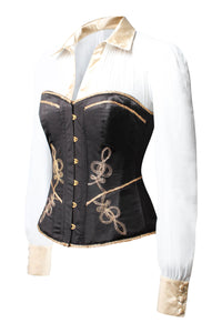 Corset Story WTS212 Black and Gold Corset Shirt