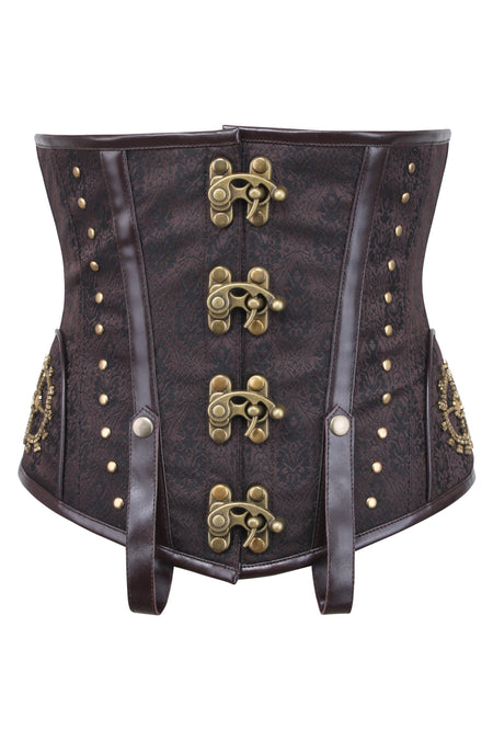 Wholesale Steampunk Brocade Jacket Corset With Belt Pockets