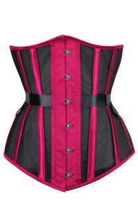 Corset Story WTS912 Bossy Pink Longline Mesh Underbust Corset with Fan Ribbon Lacing