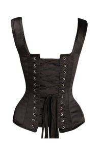 Corset Story MY-023 Classic Waist Taming Black Satin Overbust With Straps